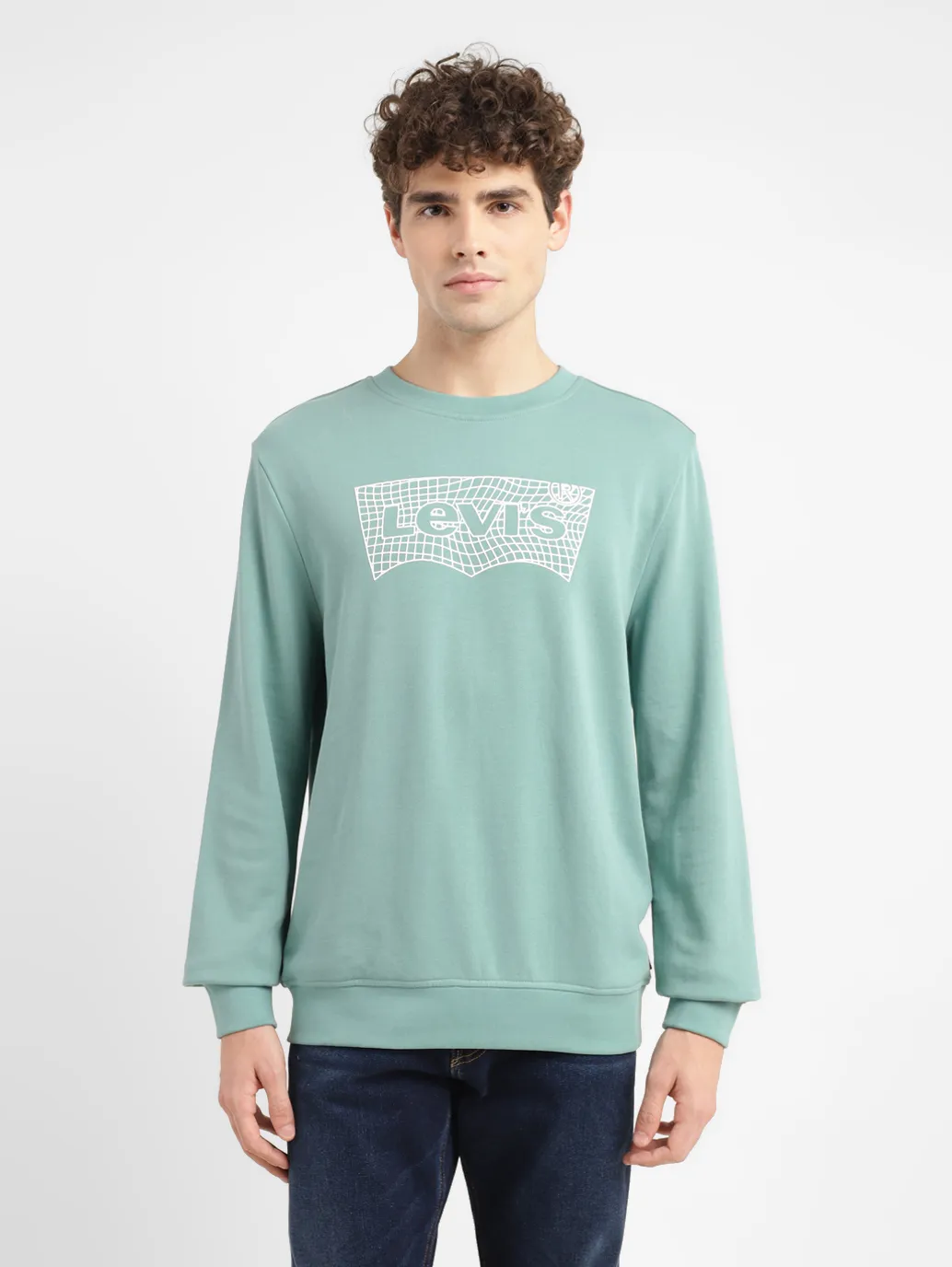 Men's Brand Logo Green Crew Neck Sweatshirt - Image 2