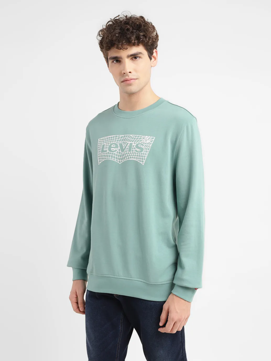 Men's Brand Logo Green Crew Neck Sweatshirt - Image 4