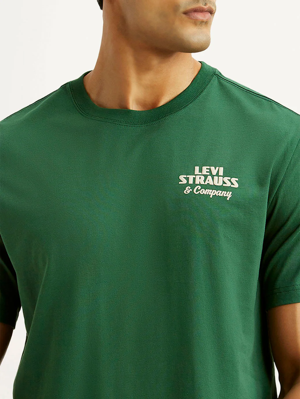 Men's Brand Logo Green Crew Neck T-shirt - Image 3