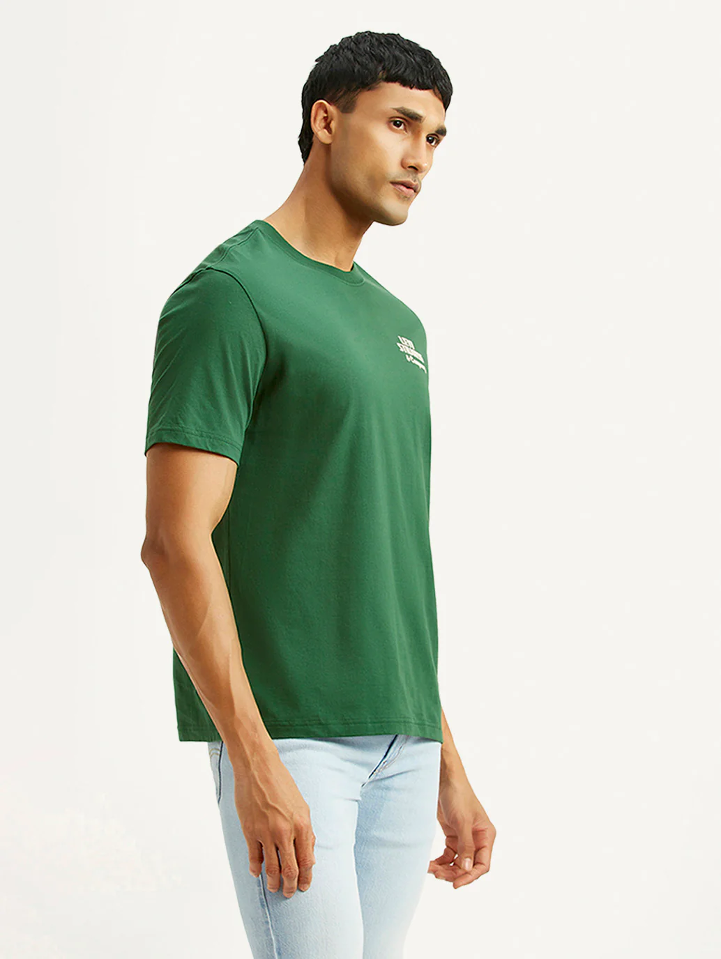 Men's Brand Logo Green Crew Neck T-shirt - Image 4