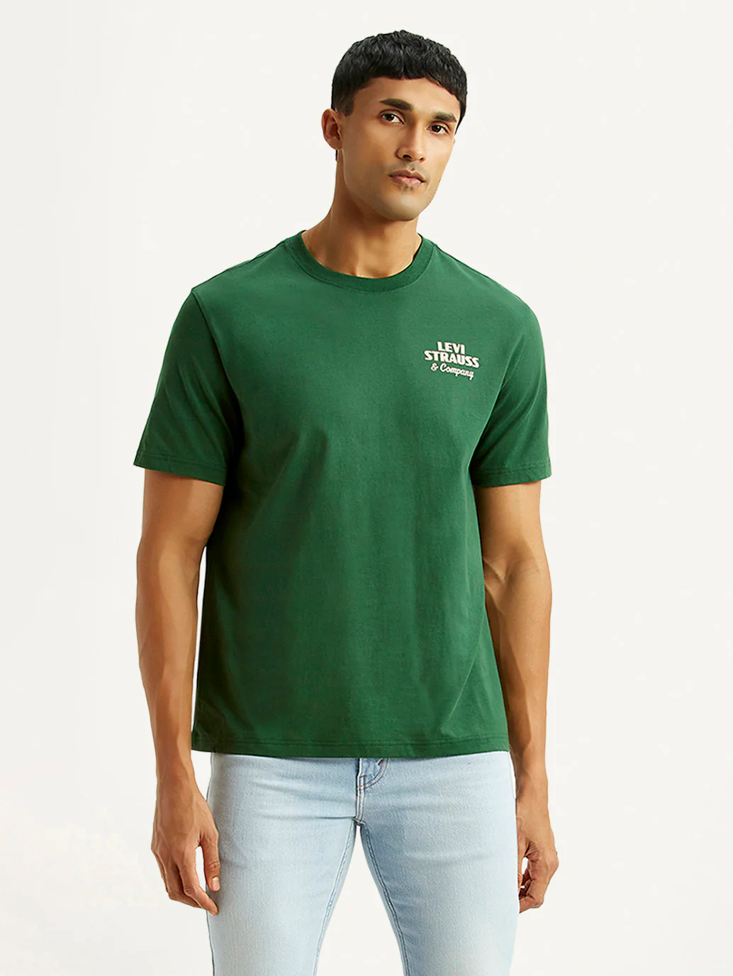Men's Brand Logo Green Crew Neck T-shirt - Image 5