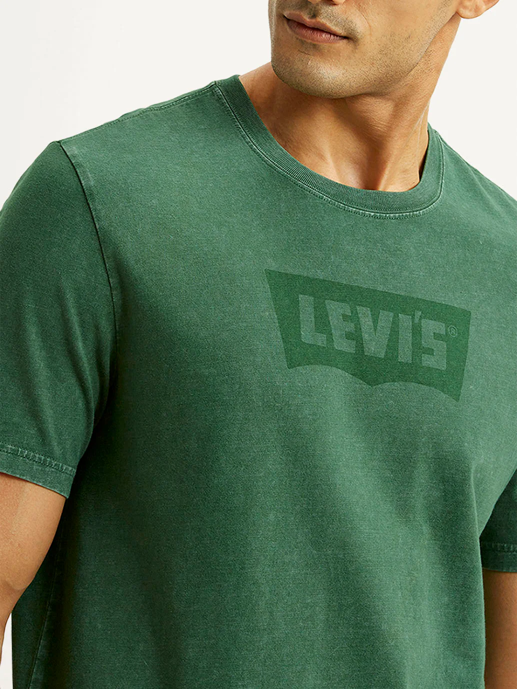 Men's Brand Logo Green Crew Neck T-shirt - Image 3