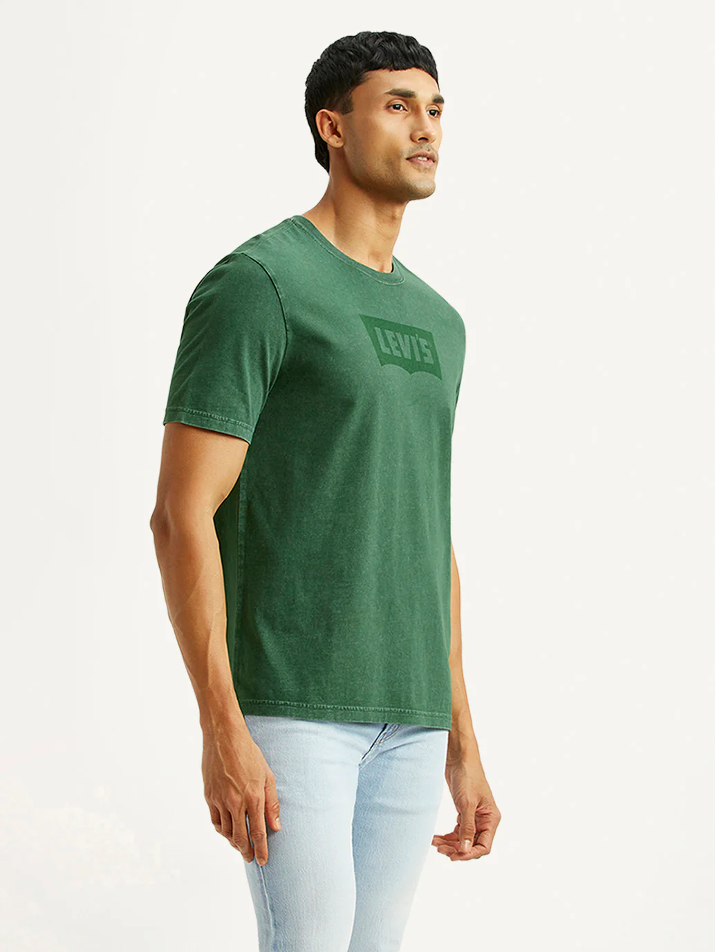 Men's Brand Logo Green Crew Neck T-shirt - Image 4