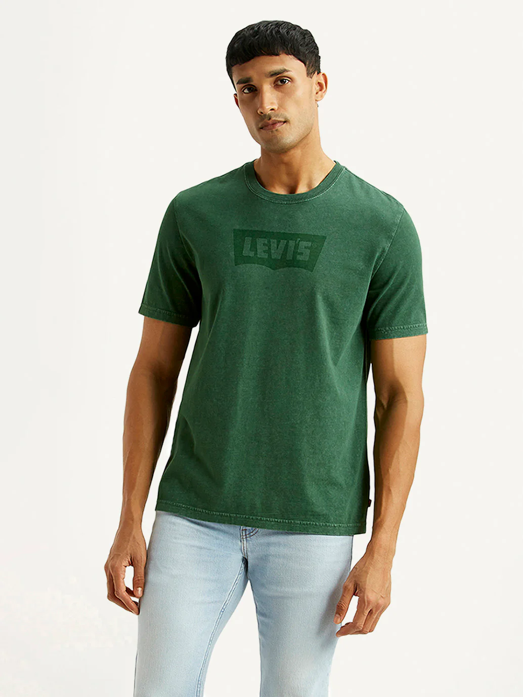 Men's Brand Logo Green Crew Neck T-shirt - Image 5