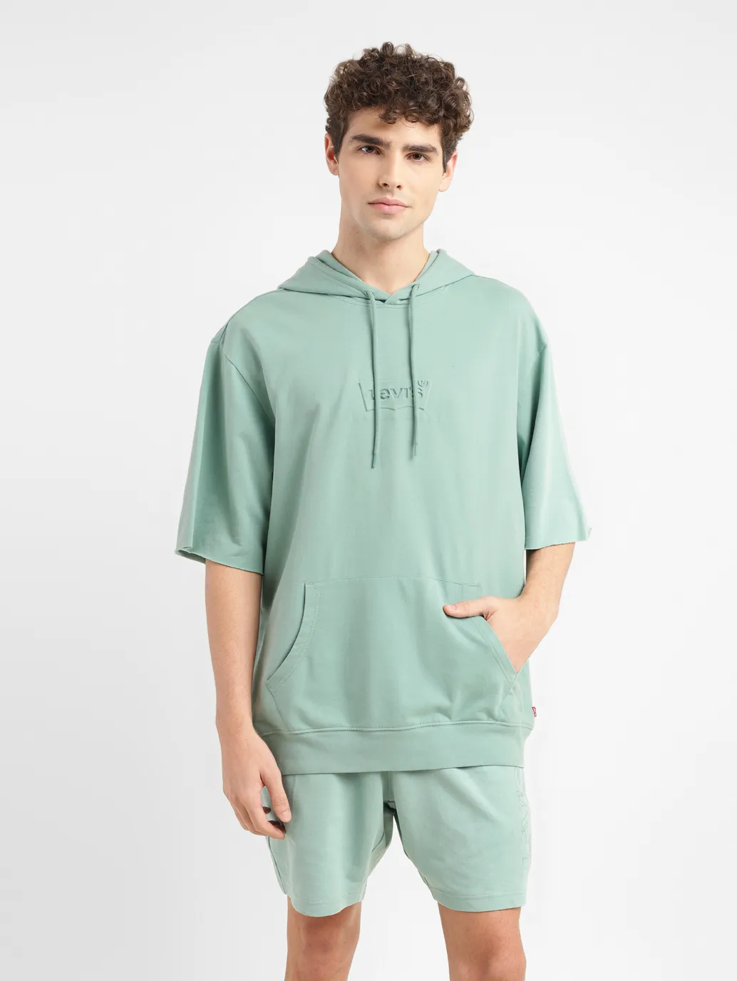 Men's Brand Logo Green Hooded Sweatshirt - Image 2