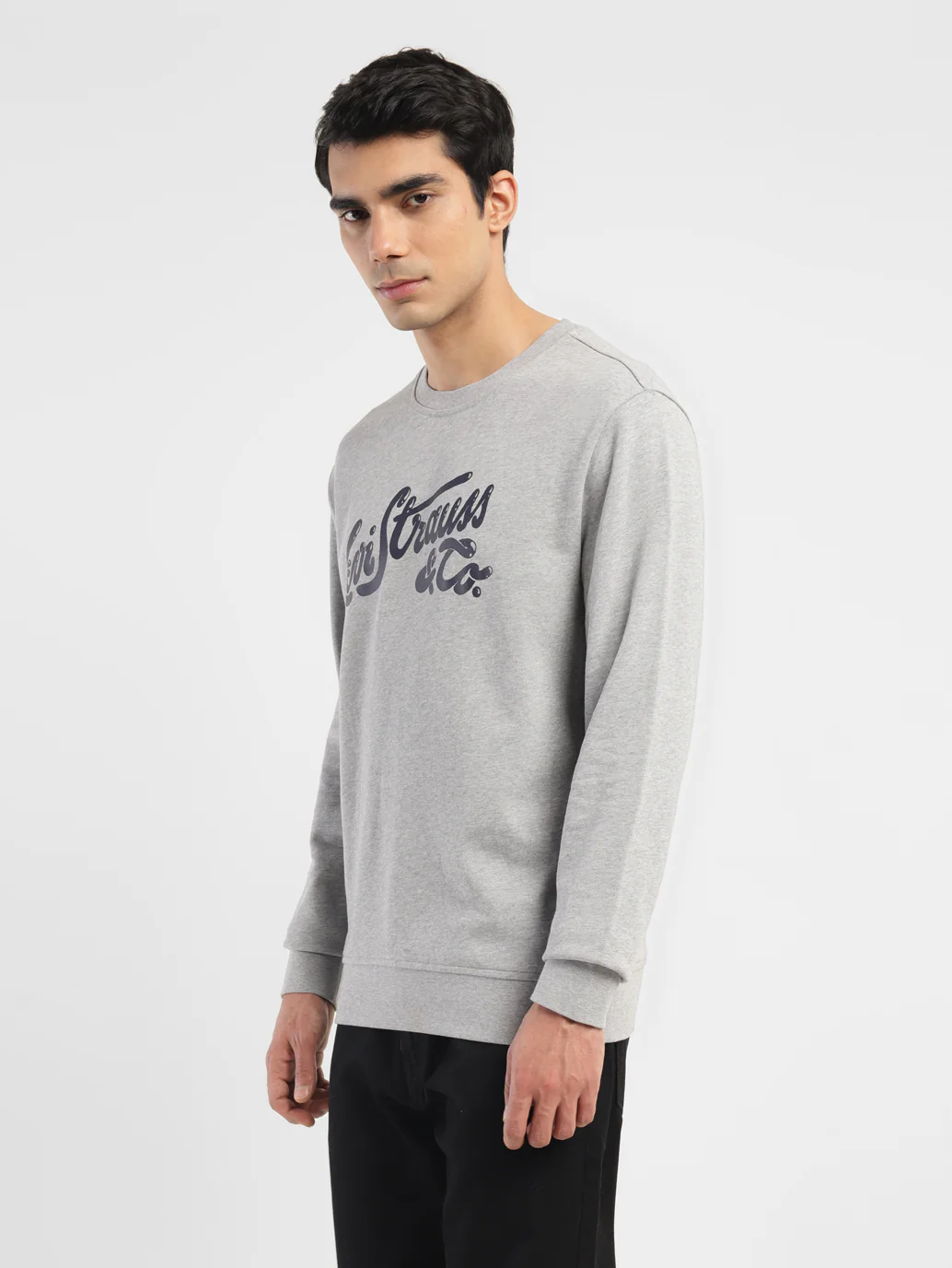 Men's Brand Logo Grey Crew Neck Sweatshirt - Image 4