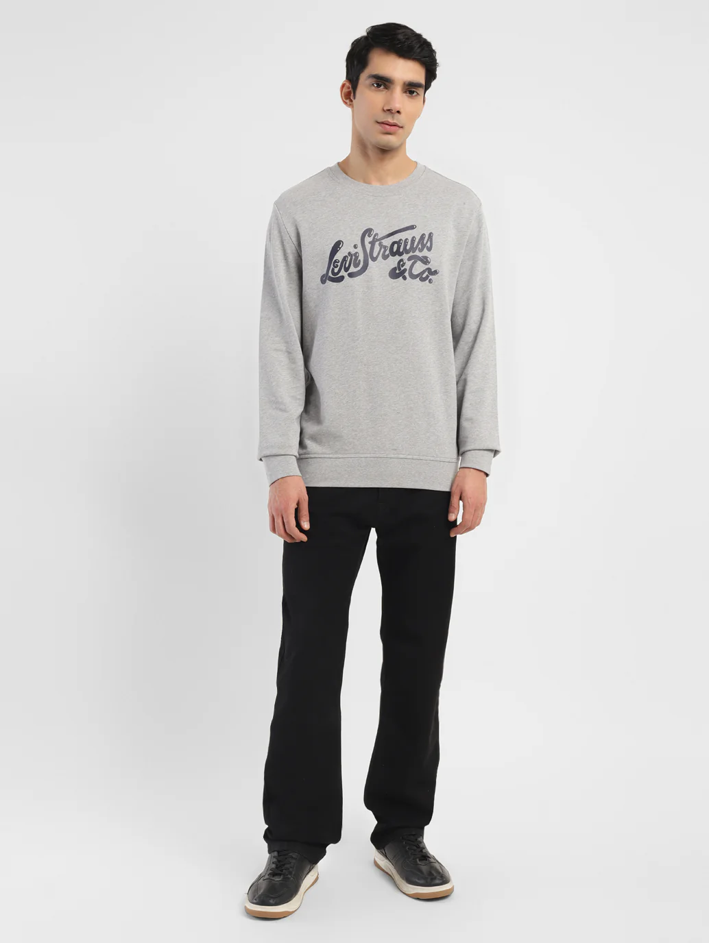 Men's Brand Logo Grey Crew Neck Sweatshirt - Image 6