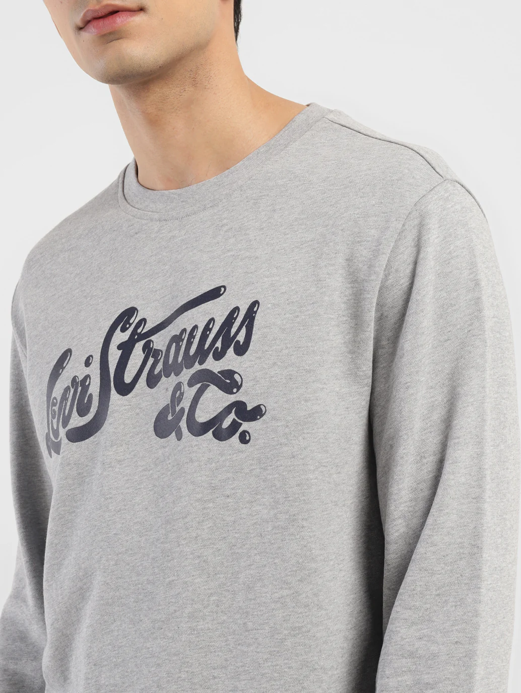 Men's Brand Logo Grey Crew Neck Sweatshirt - Image 7