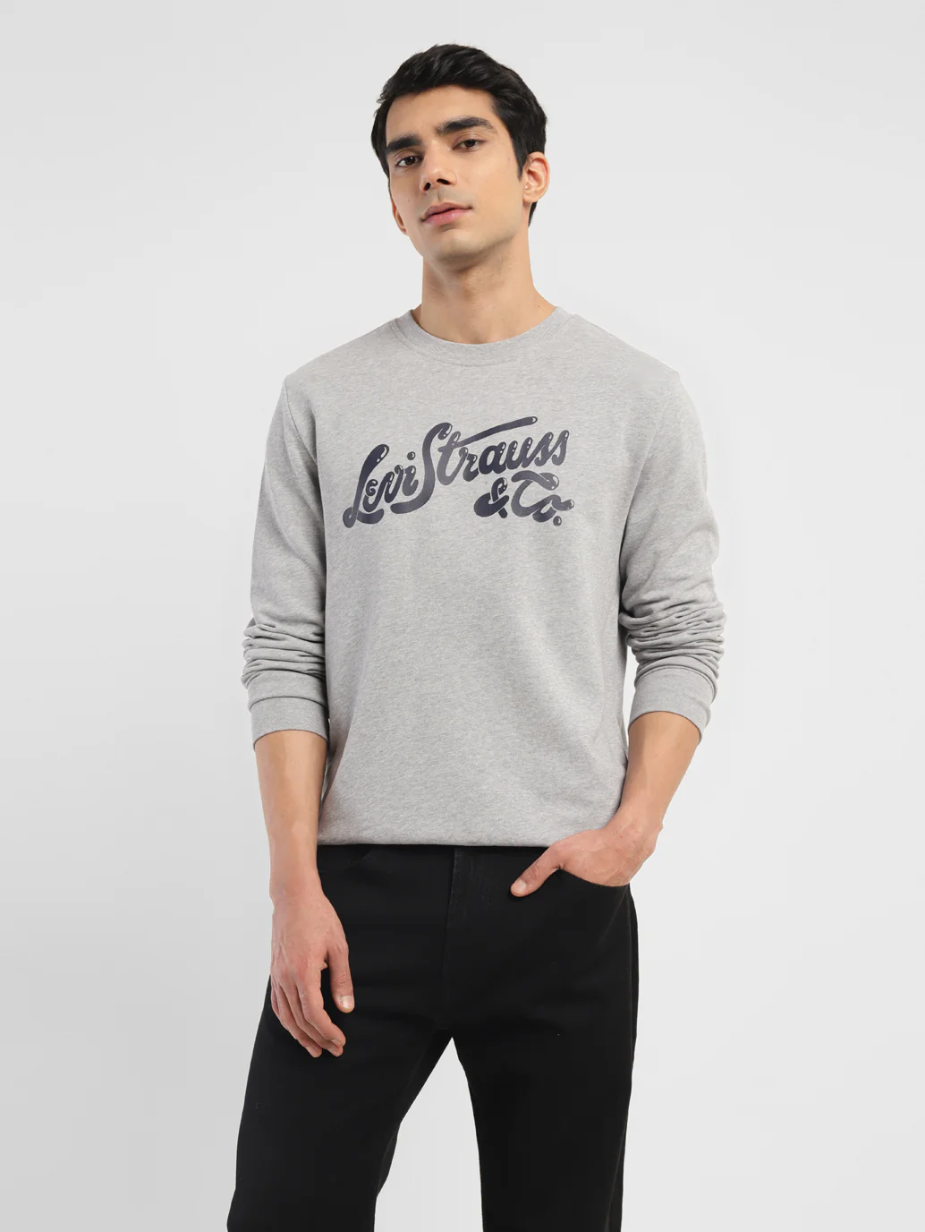 Men's Brand Logo Grey Crew Neck Sweatshirt - Image 8