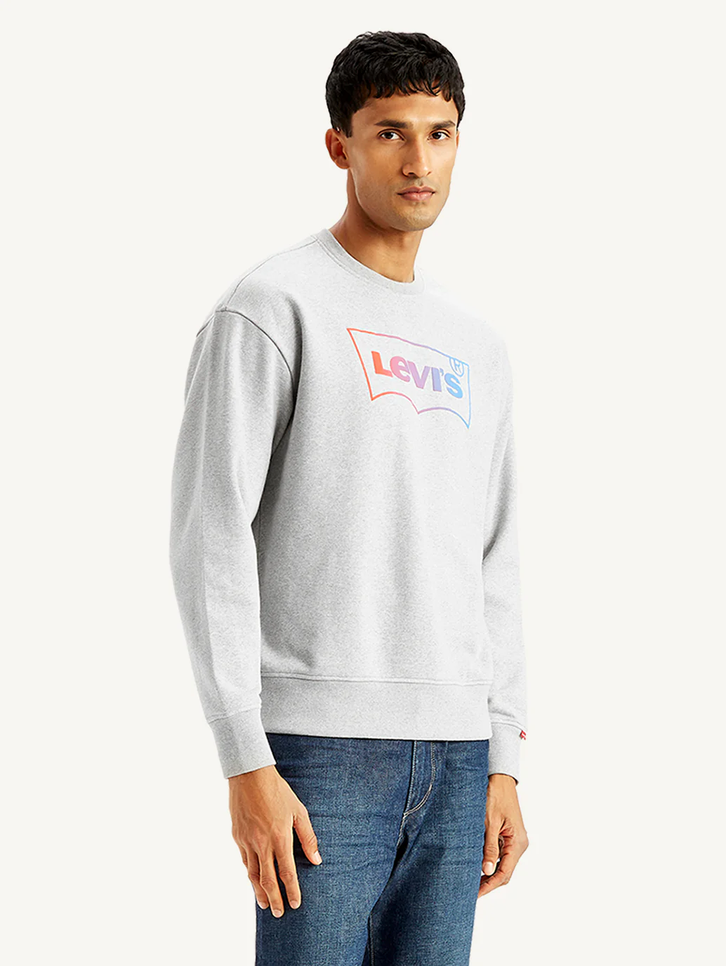 Men's Brand Logo Grey Crew Neck Sweatshirt - Image 5