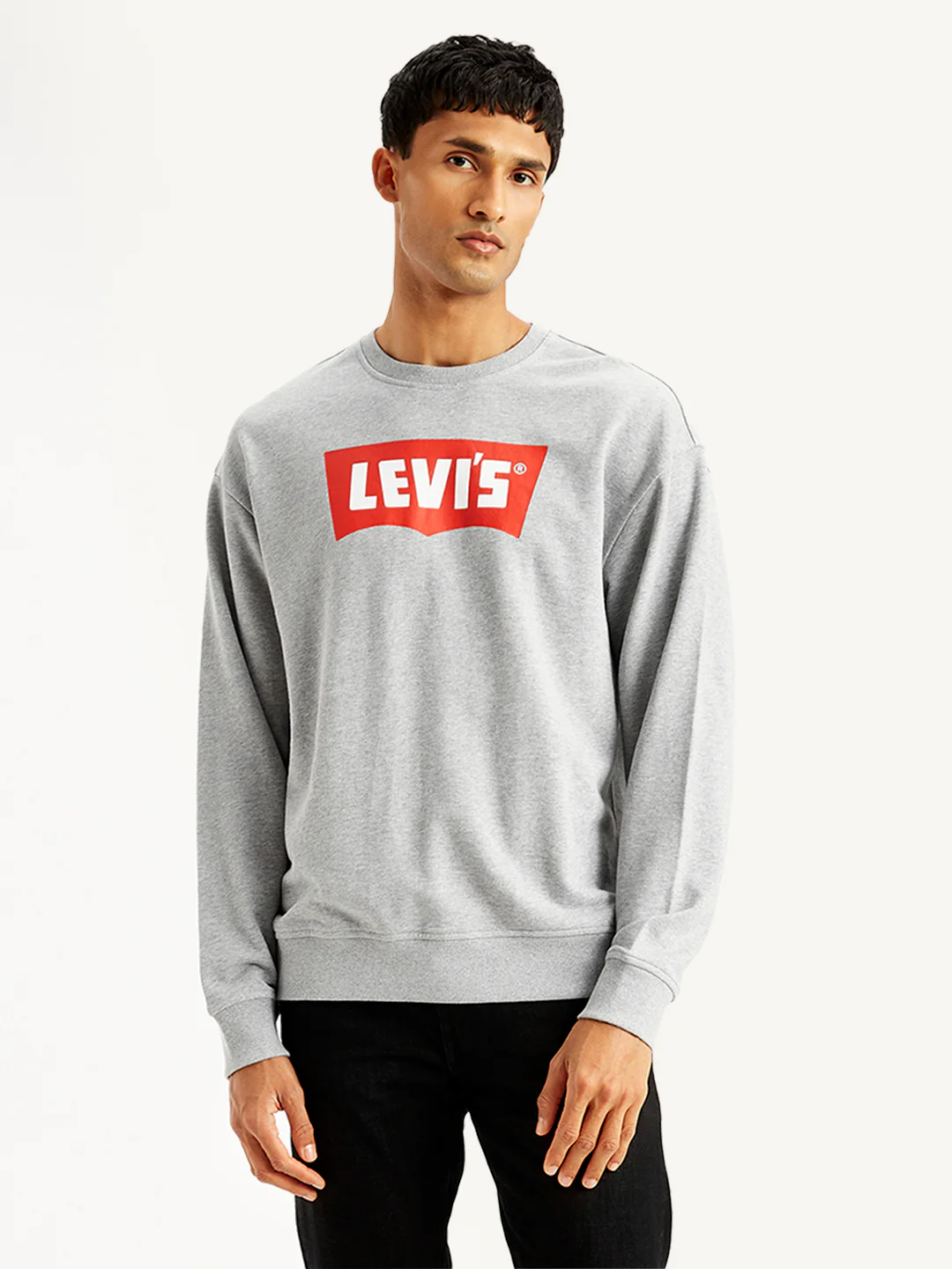 Men's Brand Logo Grey Crew Neck Sweatshirt - Image 2