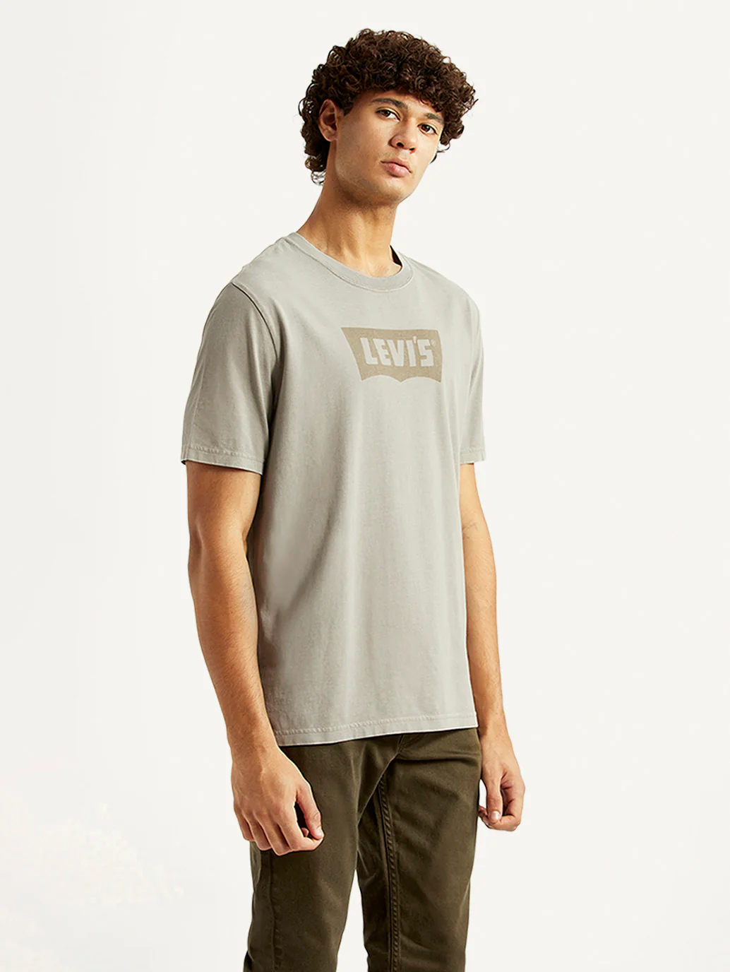 Men's Brand Logo Grey Crew Neck T-shirt - Image 4