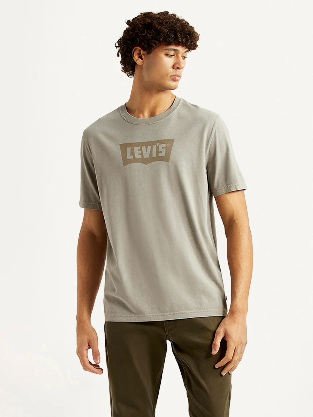 Men's Brand Logo Grey Crew Neck T-shirt - Image 5