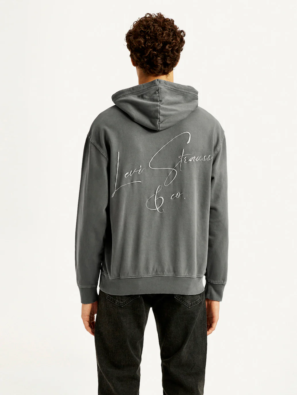 Men's Brand Logo Grey Hooded Sweatshirt - Image 3