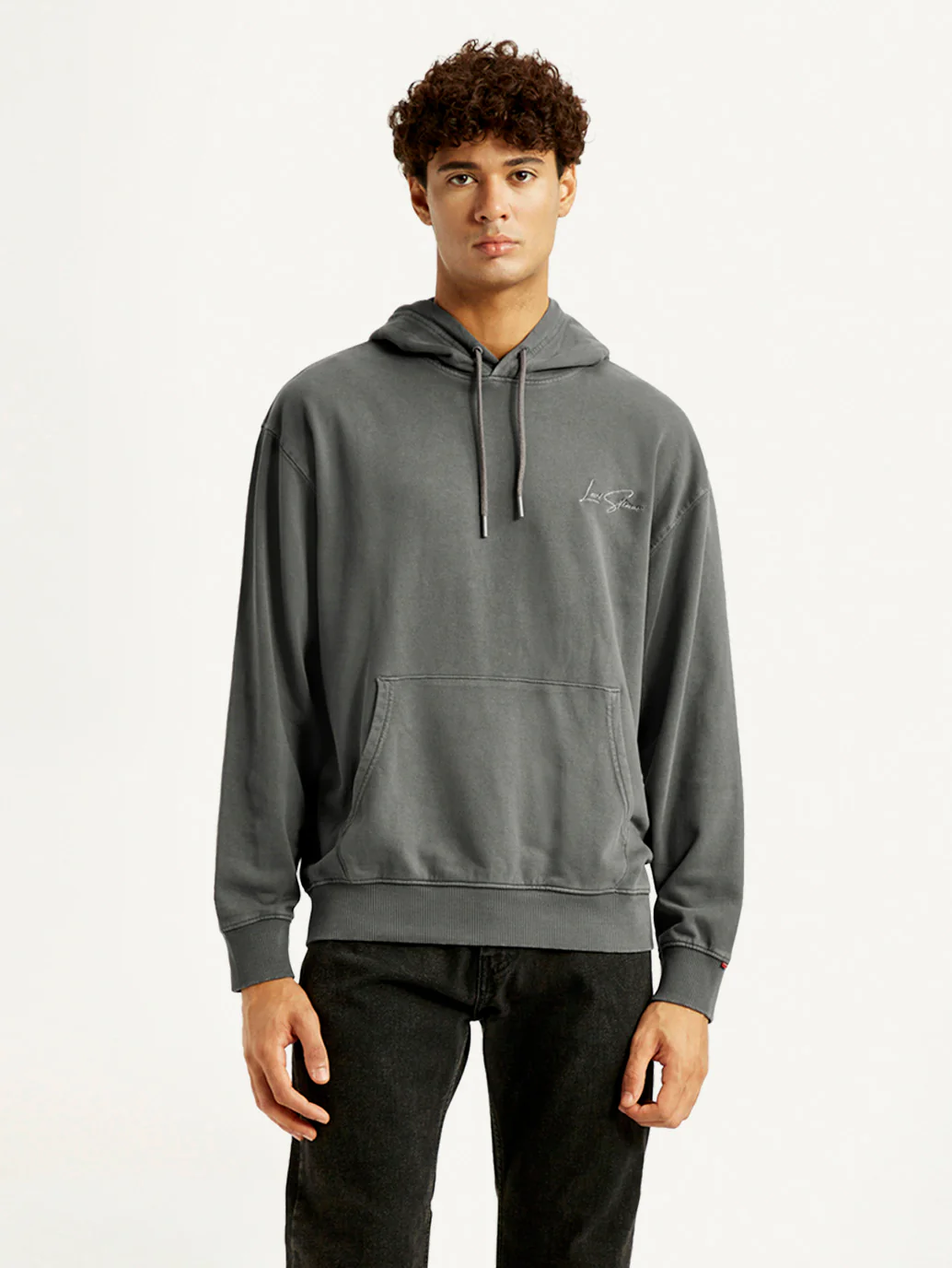 Men's Brand Logo Grey Hooded Sweatshirt - Image 6