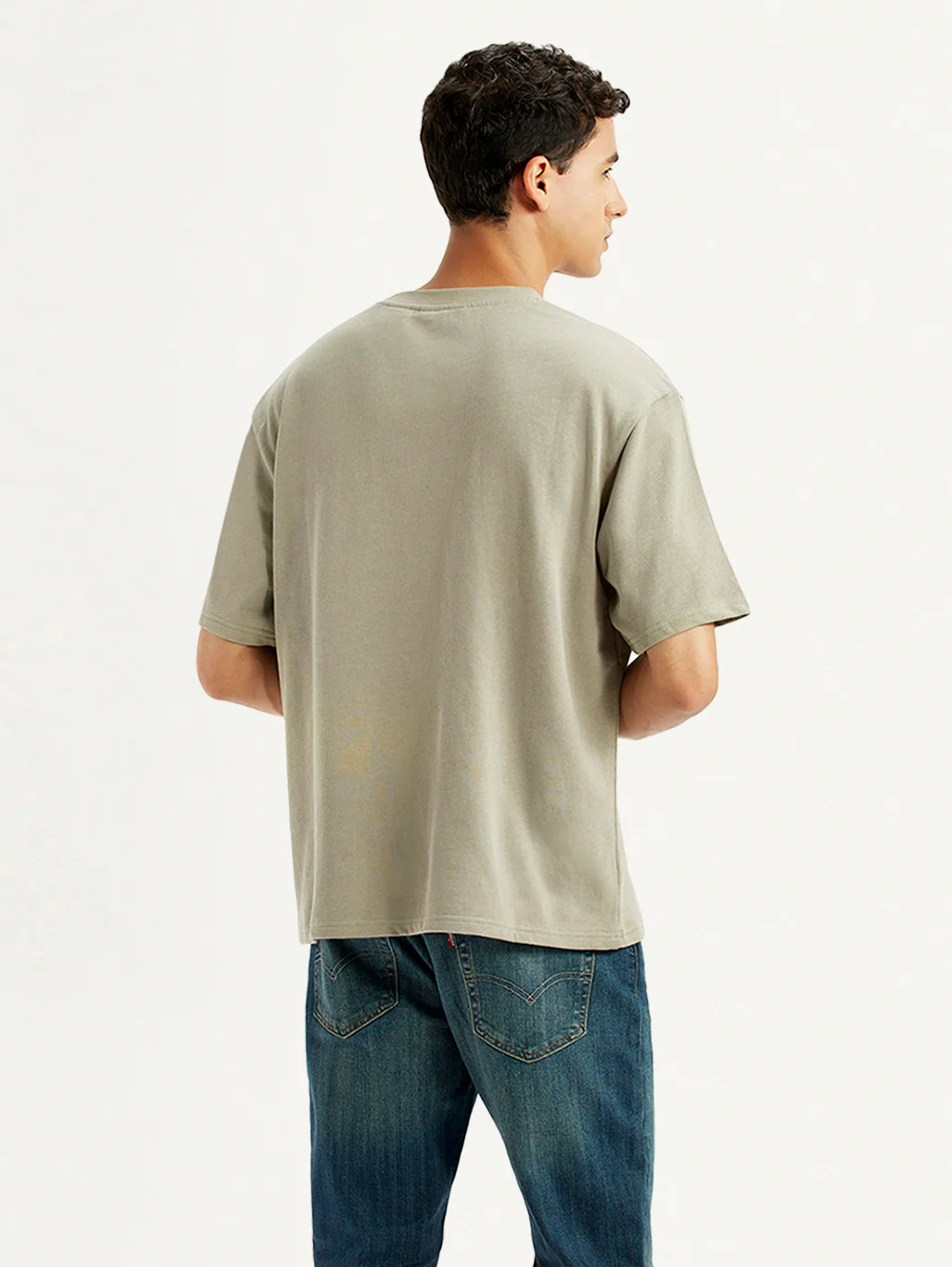 Men's Brand Logo Beige Loose Fit T-shirt - Image 3