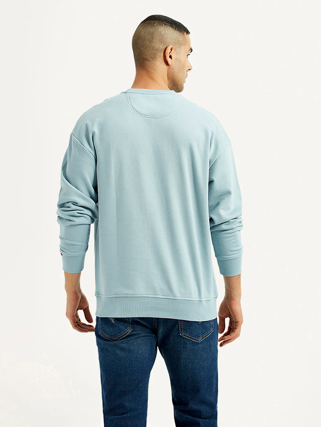 Men's Brand Logo Light Blue Crew Neck Sweatshirt - Image 2