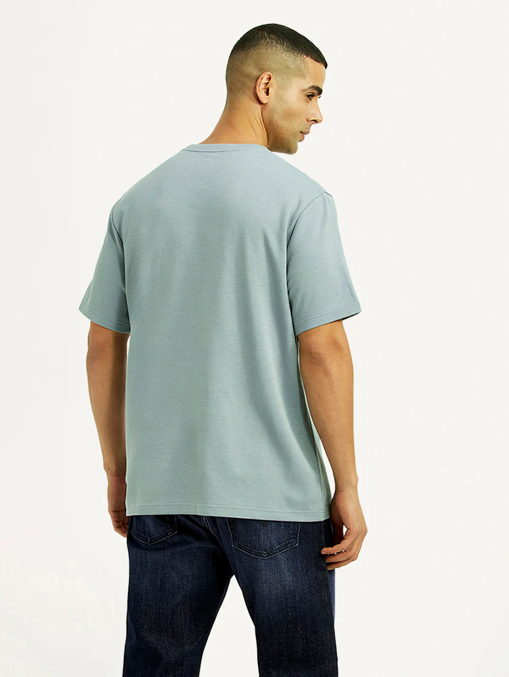 Men's Brand Logo Light Blue Crew Neck T-shirt - Image 3