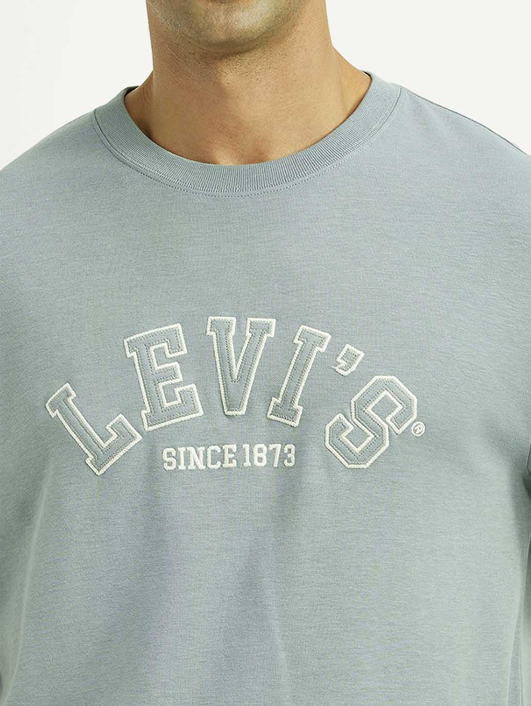 Men's Brand Logo Light Blue Crew Neck T-shirt - Image 4