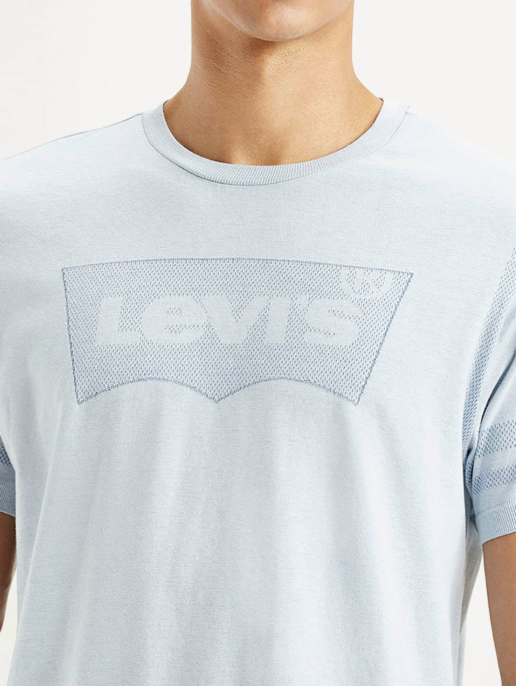 Men's Brand Logo Light Blue Slim Fit Seamless T-shirt - Image 4