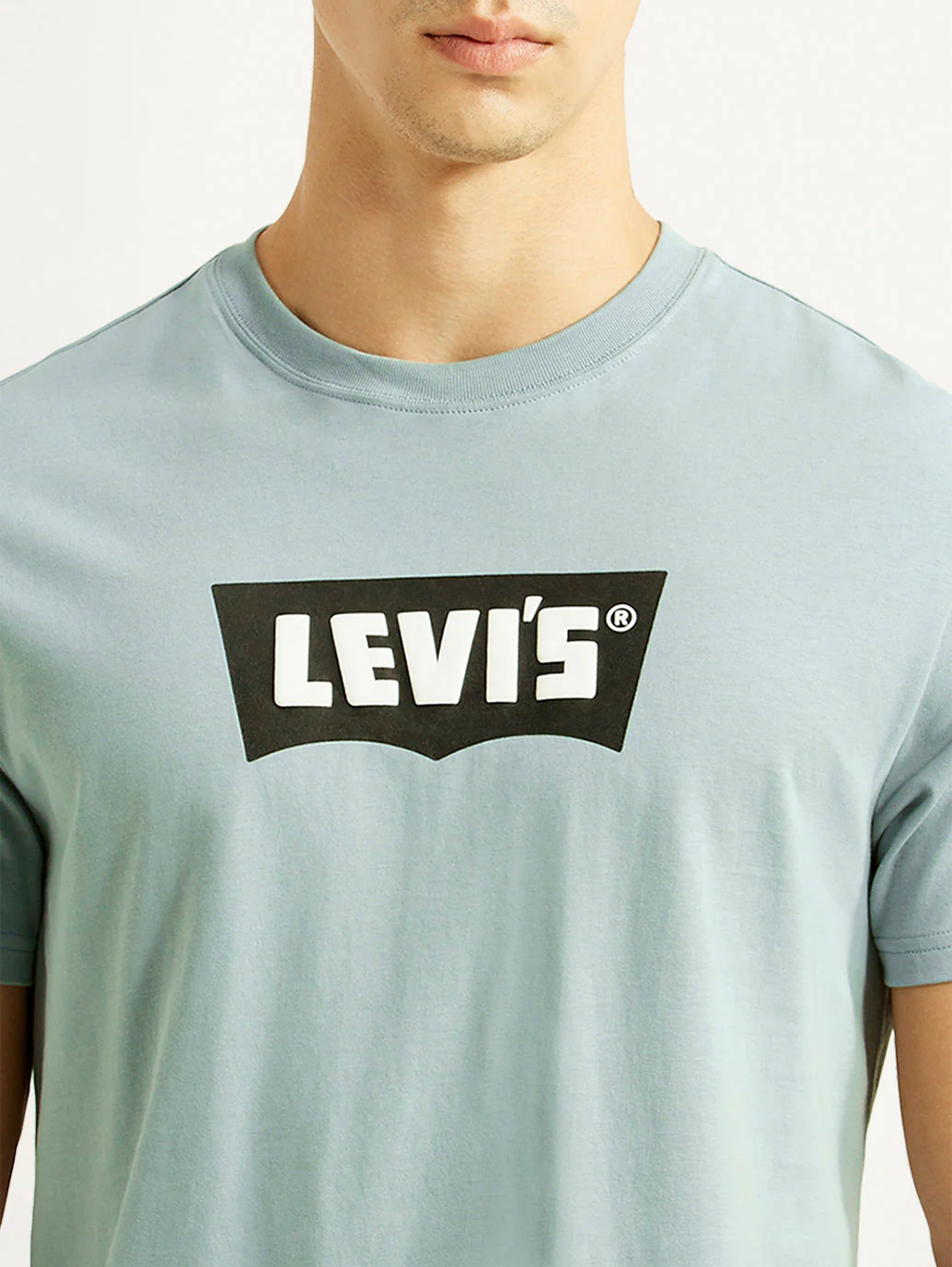Men's Brand Logo Light Blue Slim Fit T-shirt - Image 3