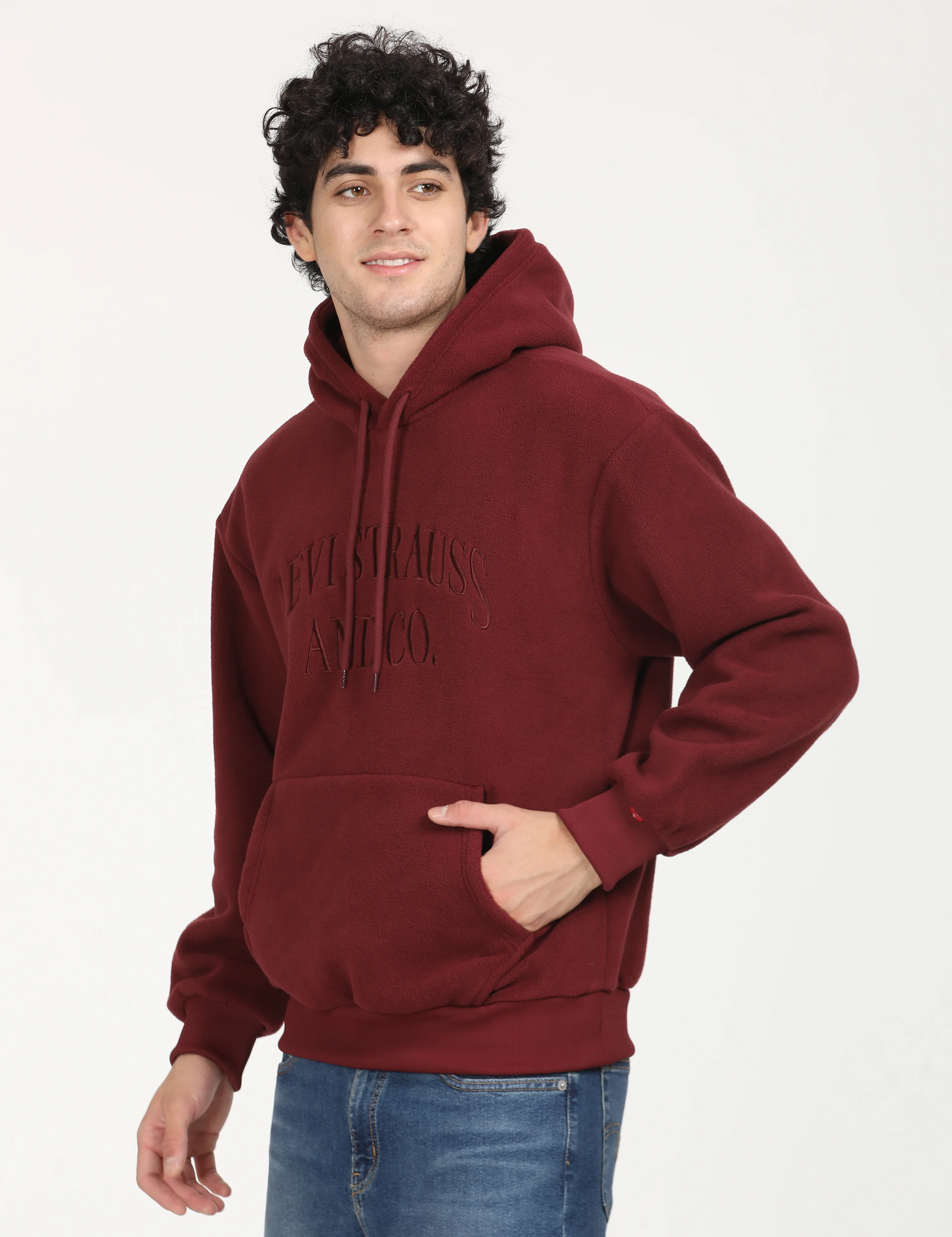 Men's Brand Logo Maroon Hooded Sweatshirt - Image 2