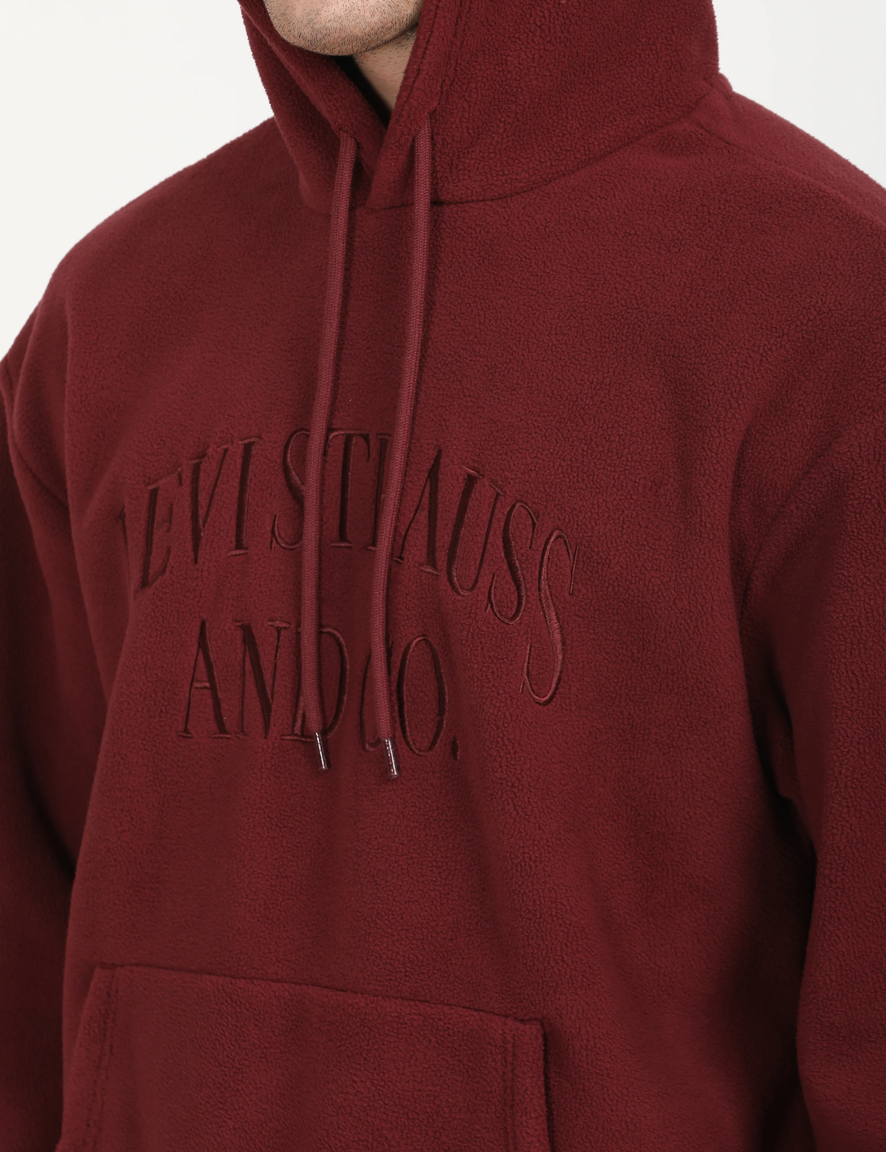 Men's Brand Logo Maroon Hooded Sweatshirt - Image 3