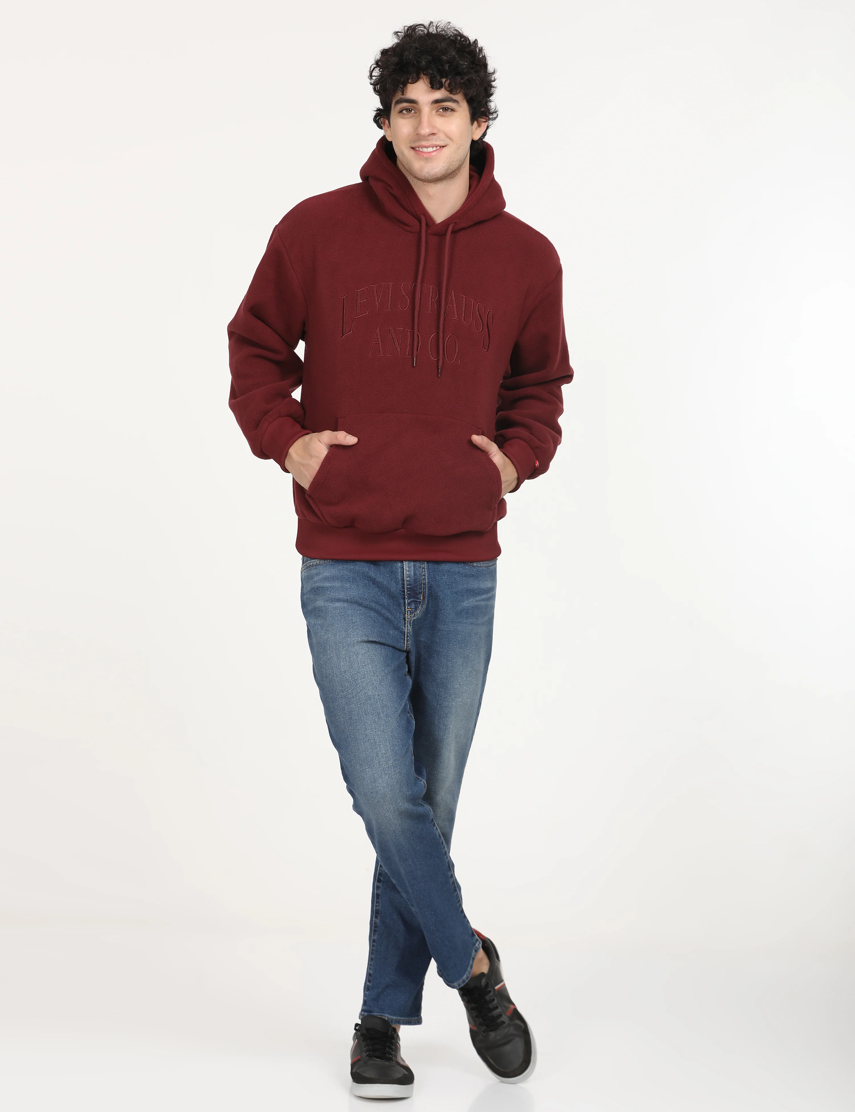 Men's Brand Logo Maroon Hooded Sweatshirt - Image 4