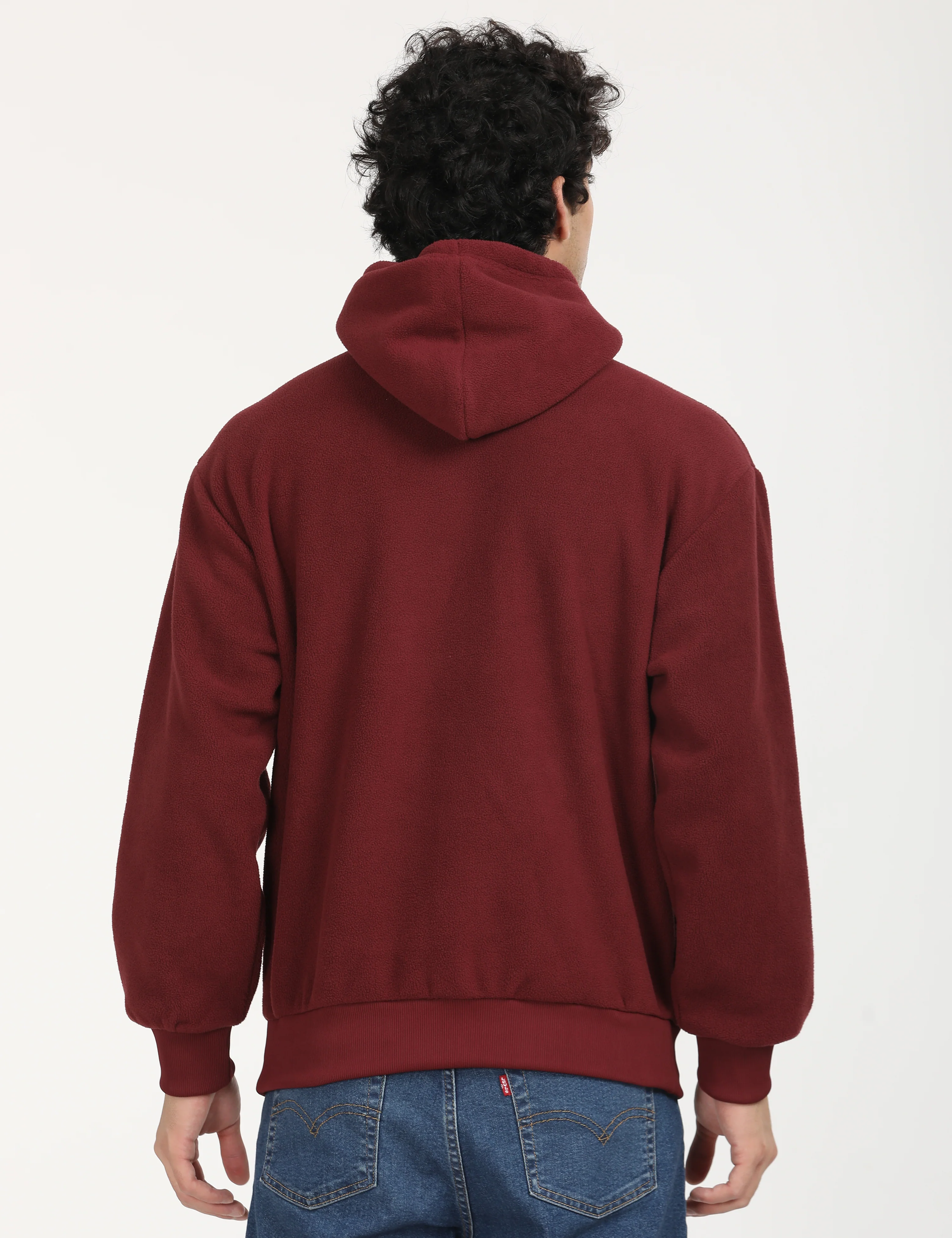 Men's Brand Logo Maroon Hooded Sweatshirt - Image 6