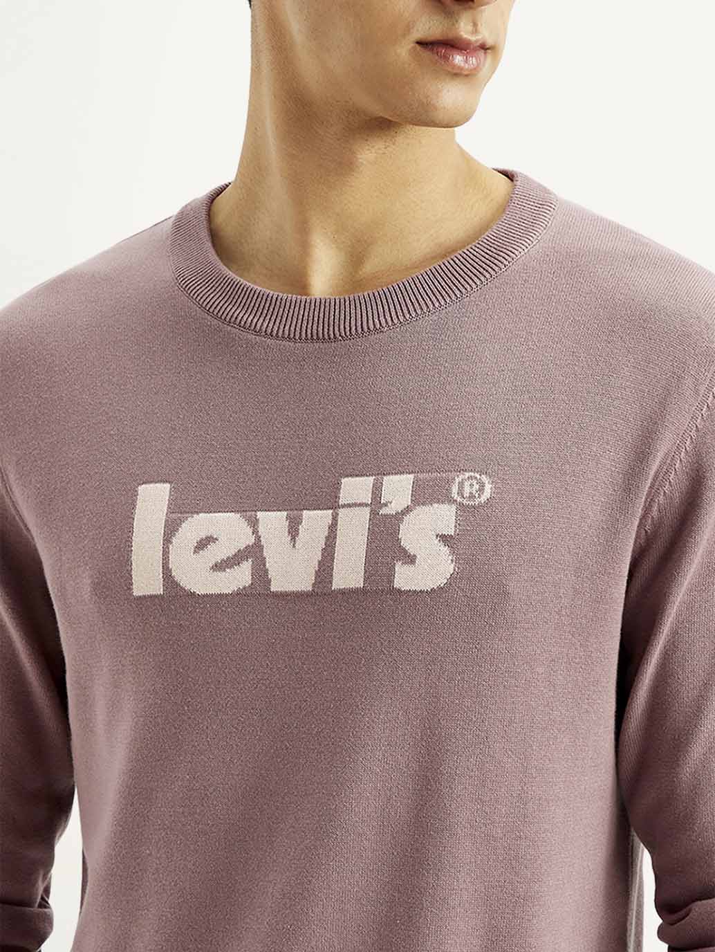 Men's Brand Logo Mauve Crew Neck Sweater - Image 3