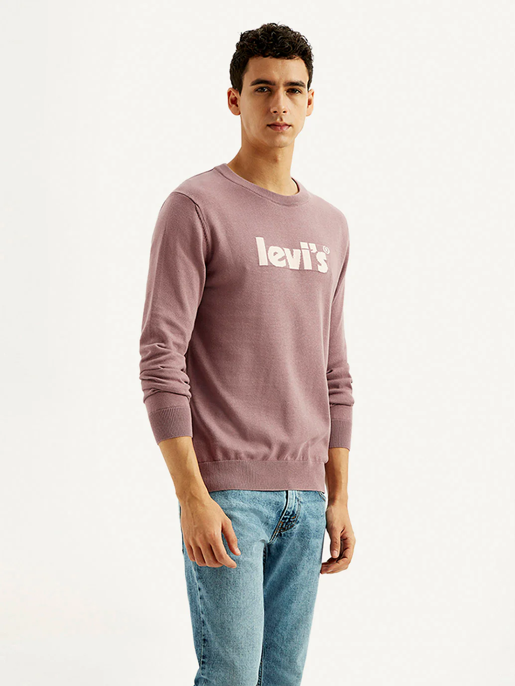 Men's Brand Logo Mauve Crew Neck Sweater - Image 4