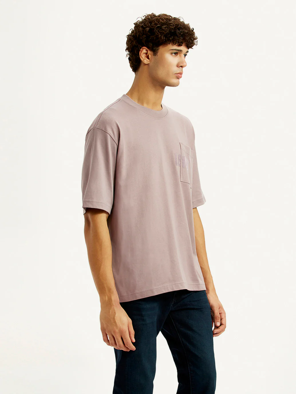 Men's Brand Logo Mauve Loose Fit T-shirt - Image 4