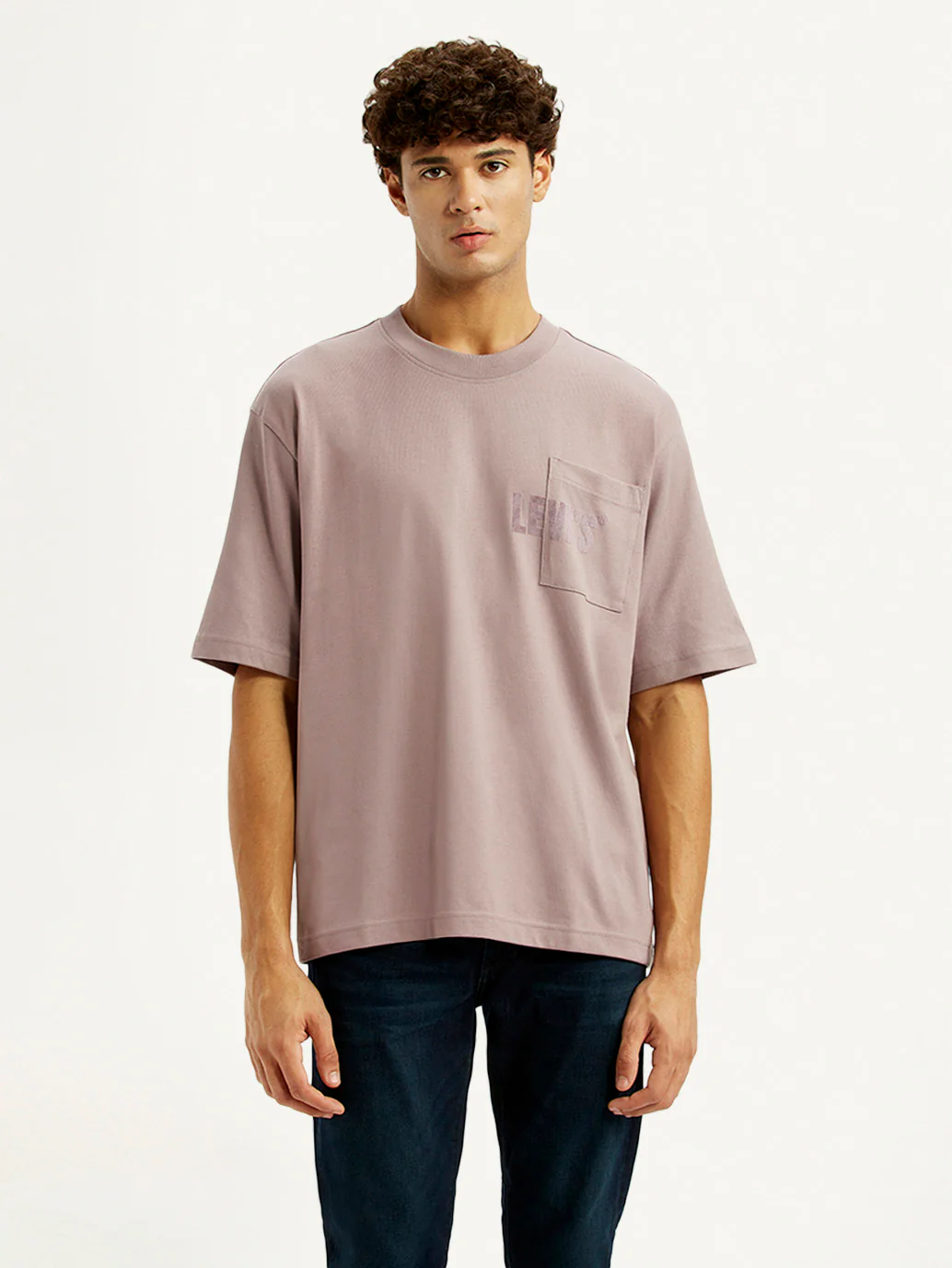 Men's Brand Logo Mauve Loose Fit T-shirt - Image 5