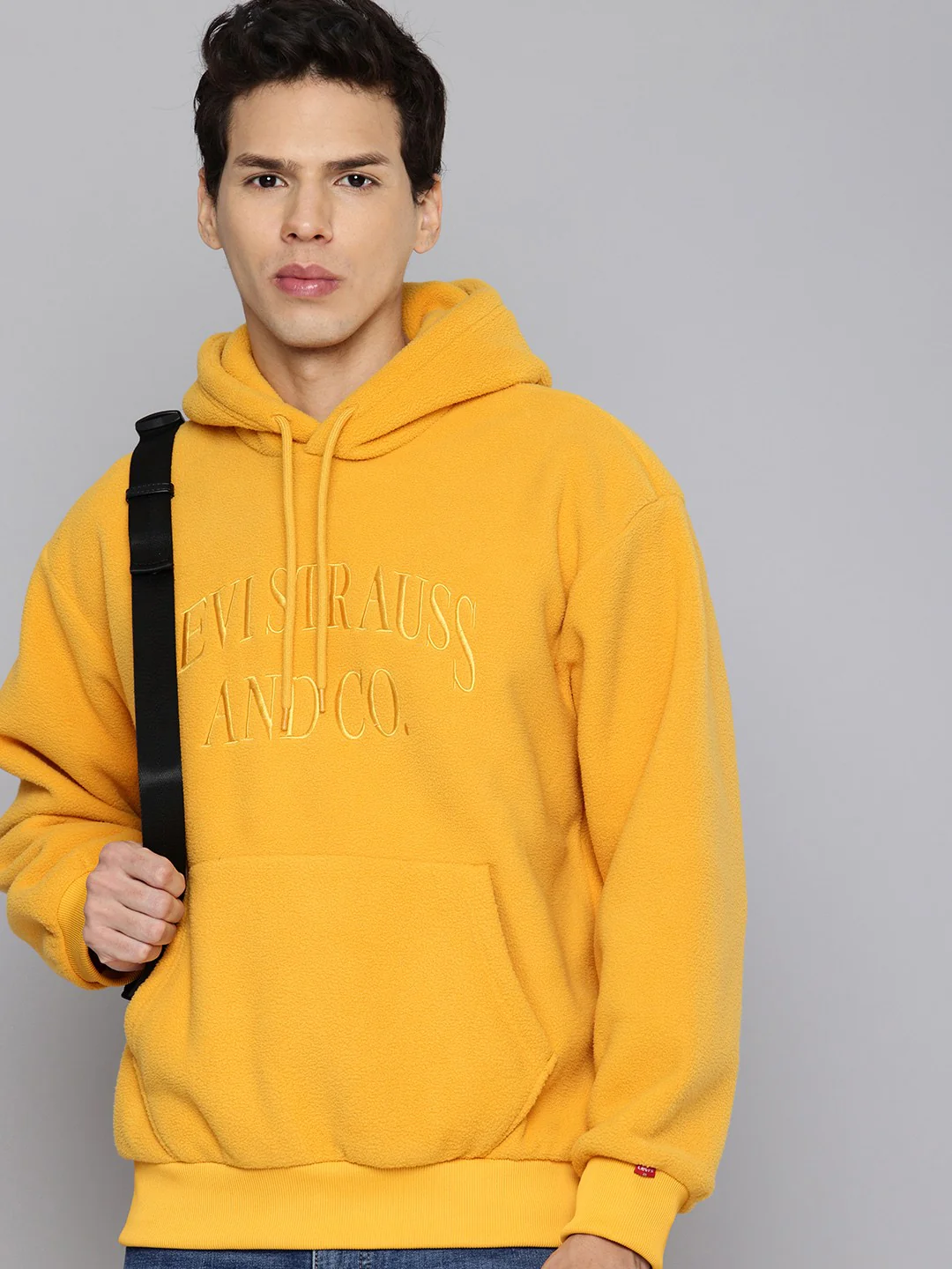 Men's Brand Logo Mustard Hooded Sweatshirt - Image 5