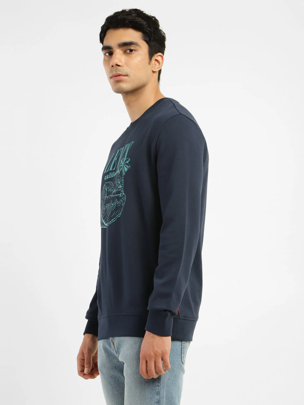 Men's Brand Logo Navy Crew Neck Sweatshirt - Image 4