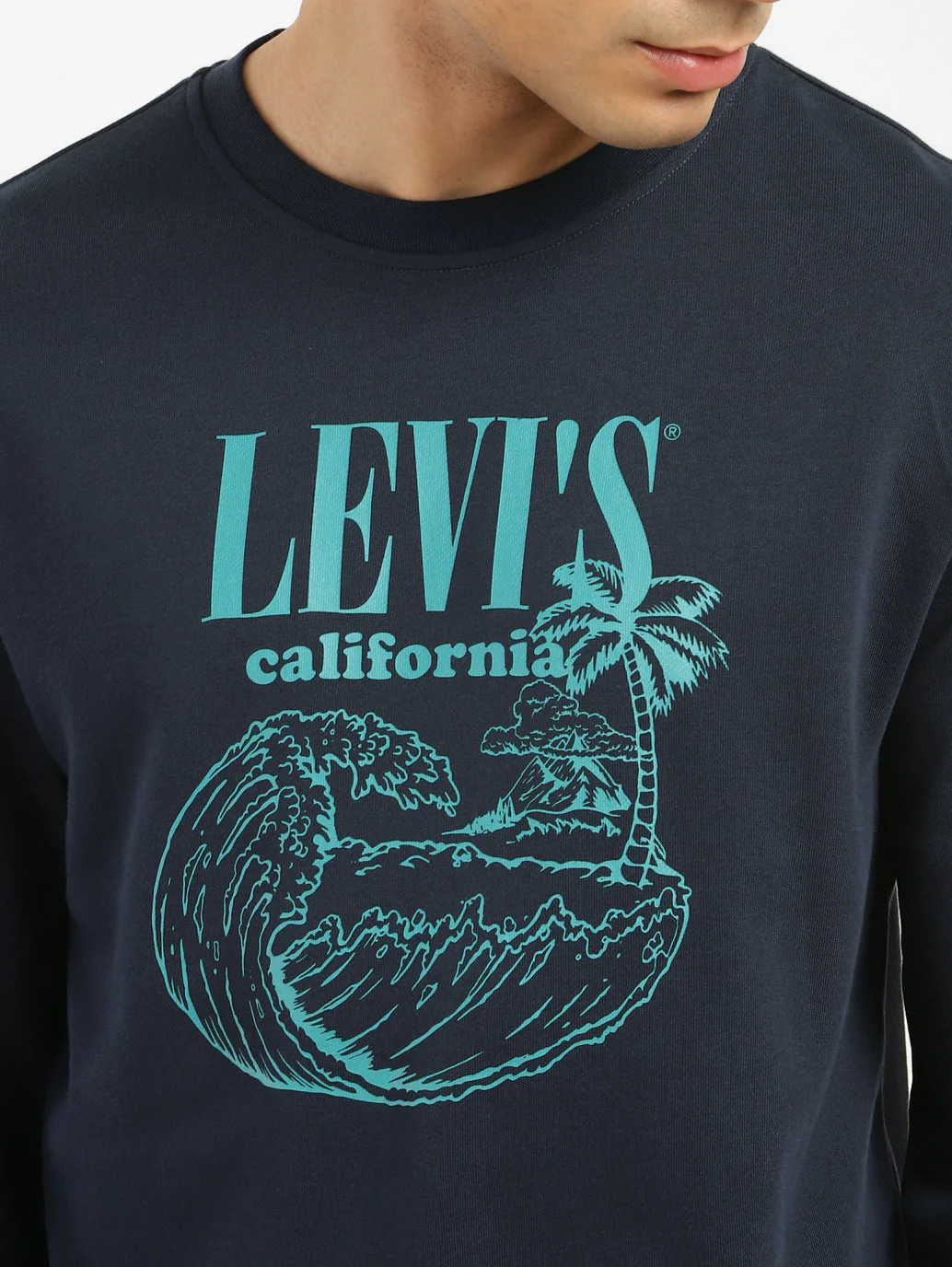 Men's Brand Logo Navy Crew Neck Sweatshirt - Image 5