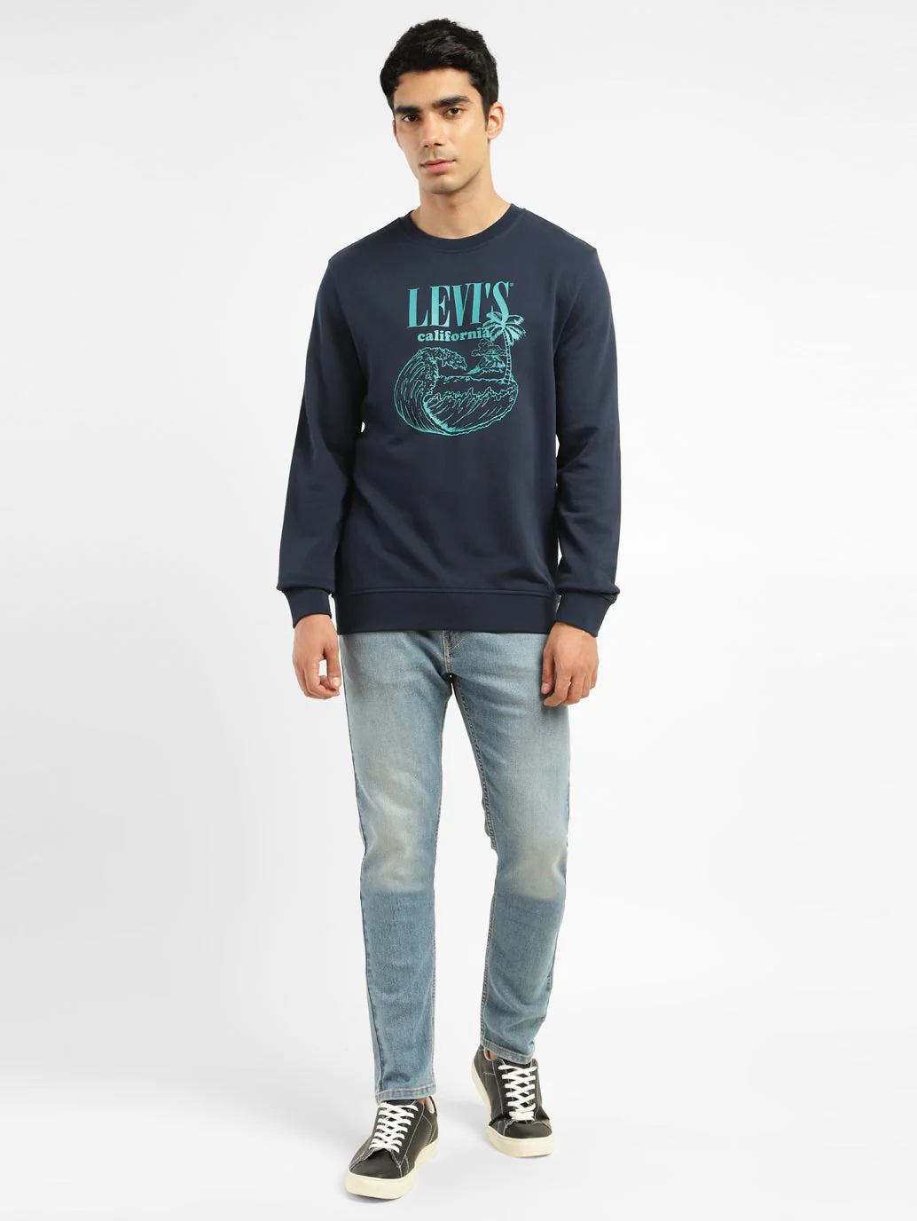 Men's Brand Logo Navy Crew Neck Sweatshirt - Image 6