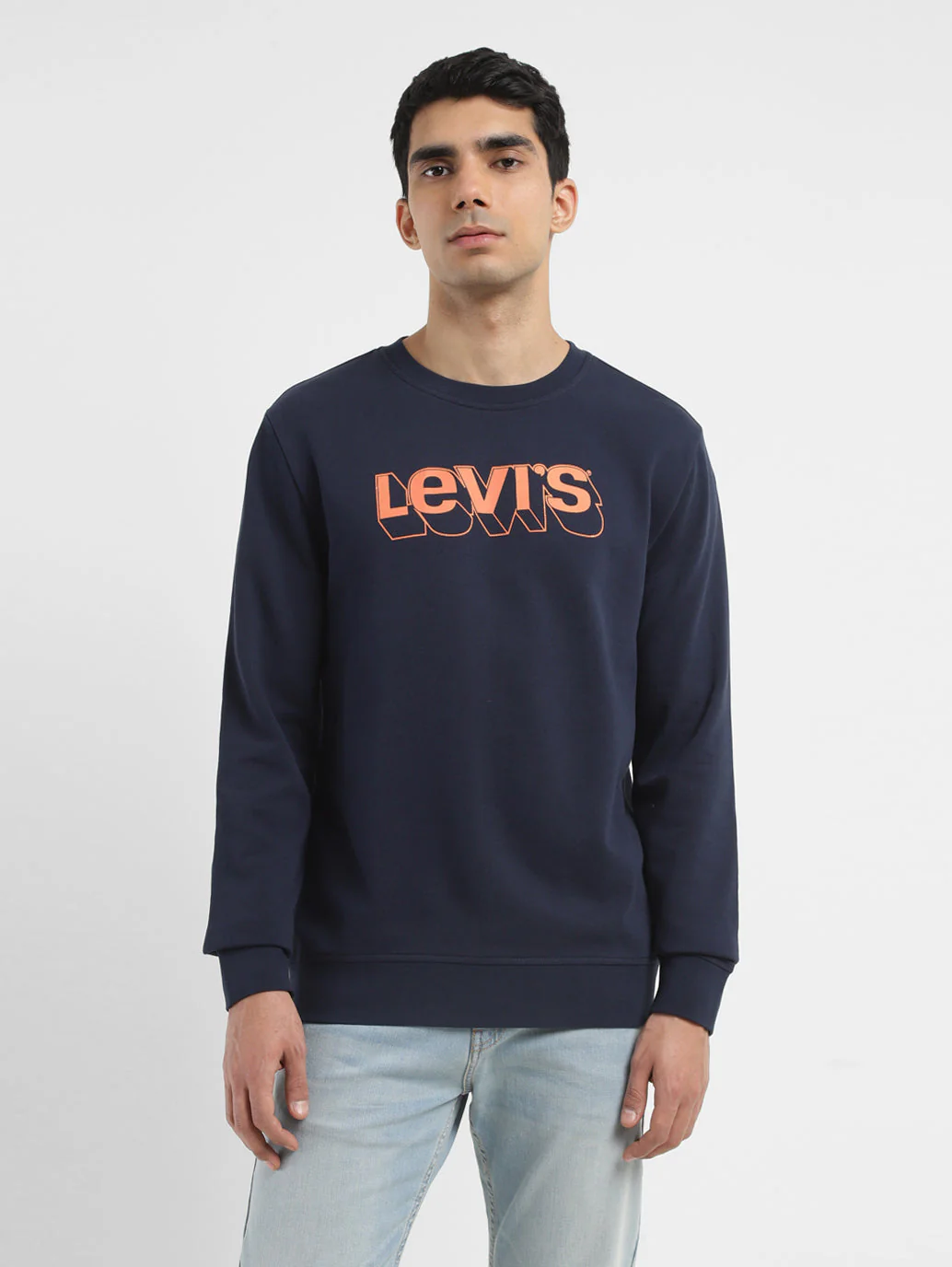 Men's Brand Logo Navy Crew Neck Sweatshirt - Image 2
