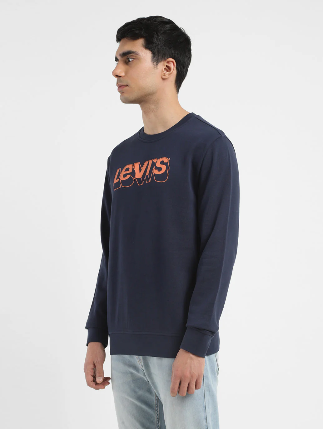 Men's Brand Logo Navy Crew Neck Sweatshirt - Image 4