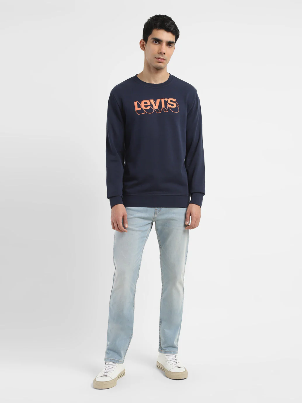 Men's Brand Logo Navy Crew Neck Sweatshirt - Image 6