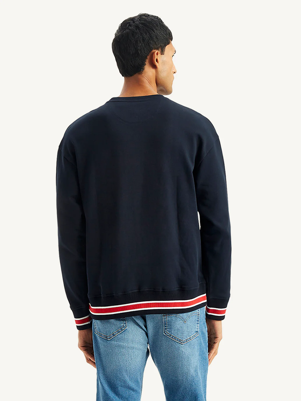 Men's Brand Logo Navy Crew Neck Sweatshirt - Image 4