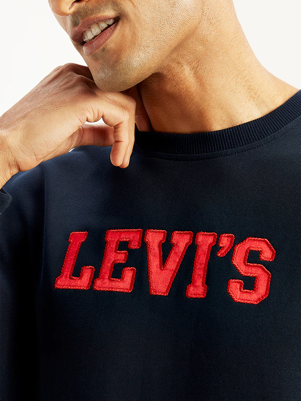 Men's Brand Logo Navy Crew Neck Sweatshirt - Image 5