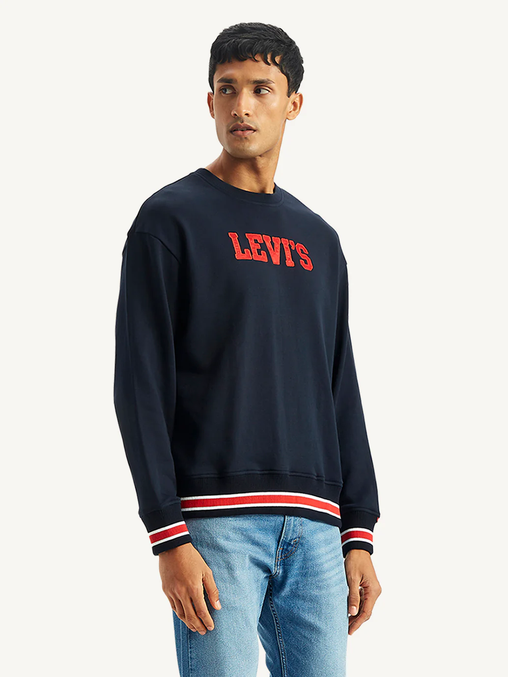 Men's Brand Logo Navy Crew Neck Sweatshirt - Image 6