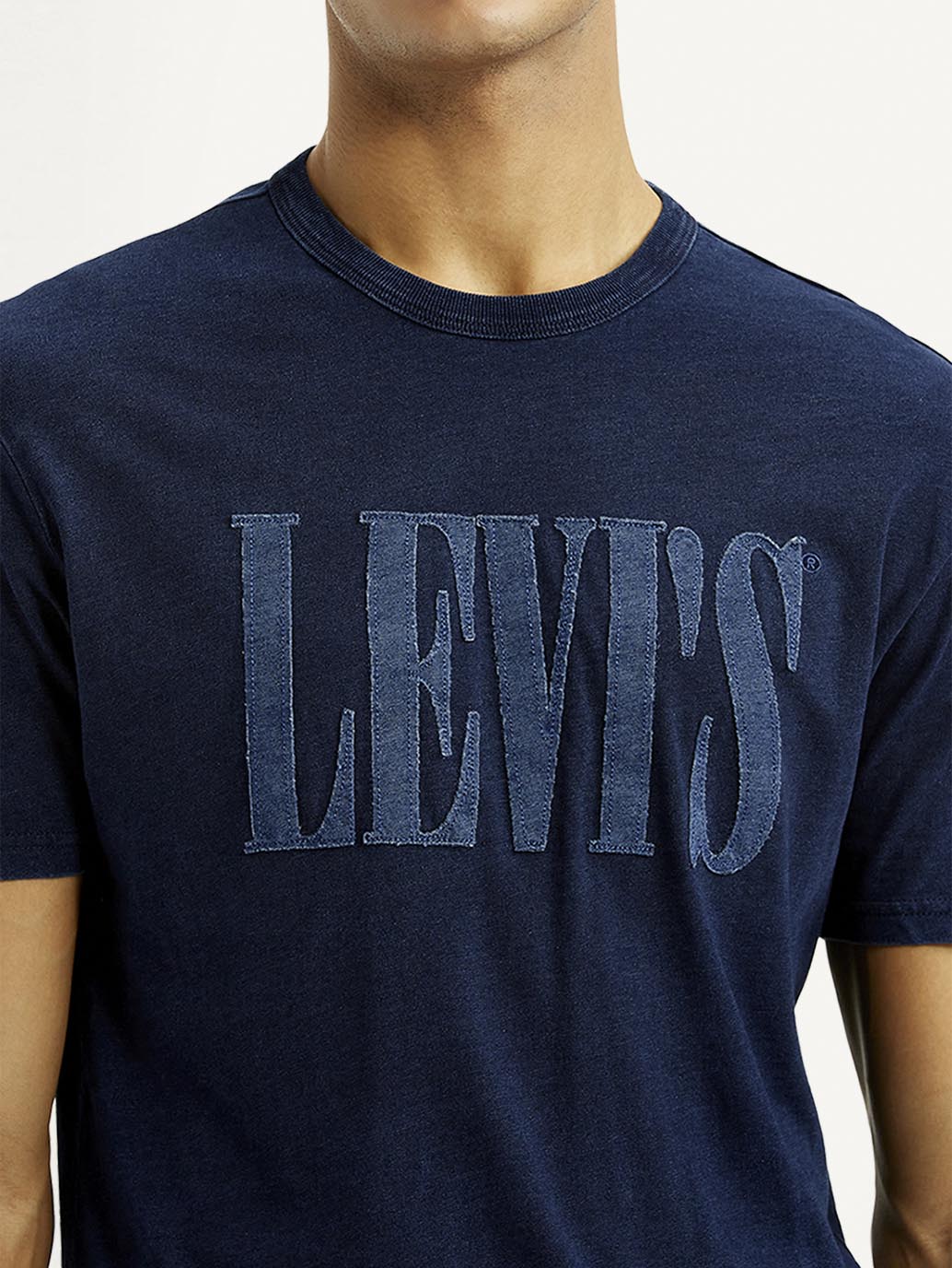 Men's Brand Logo Navy Crew Neck T-shirt - Image 4