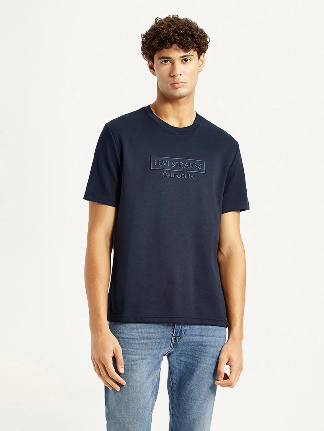 Men's Brand Logo Navy Crew Neck T-shirt - Image 5