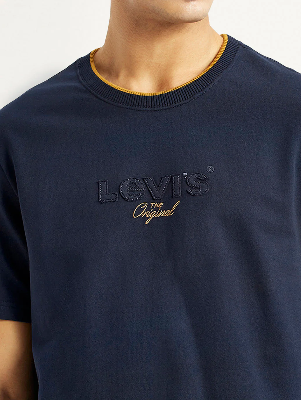 Men's Brand Logo Navy Crew Neck T-shirt - Image 2