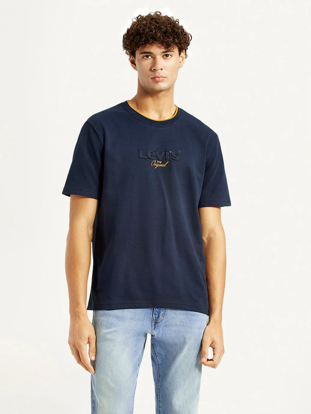 Men's Brand Logo Navy Crew Neck T-shirt - Image 4