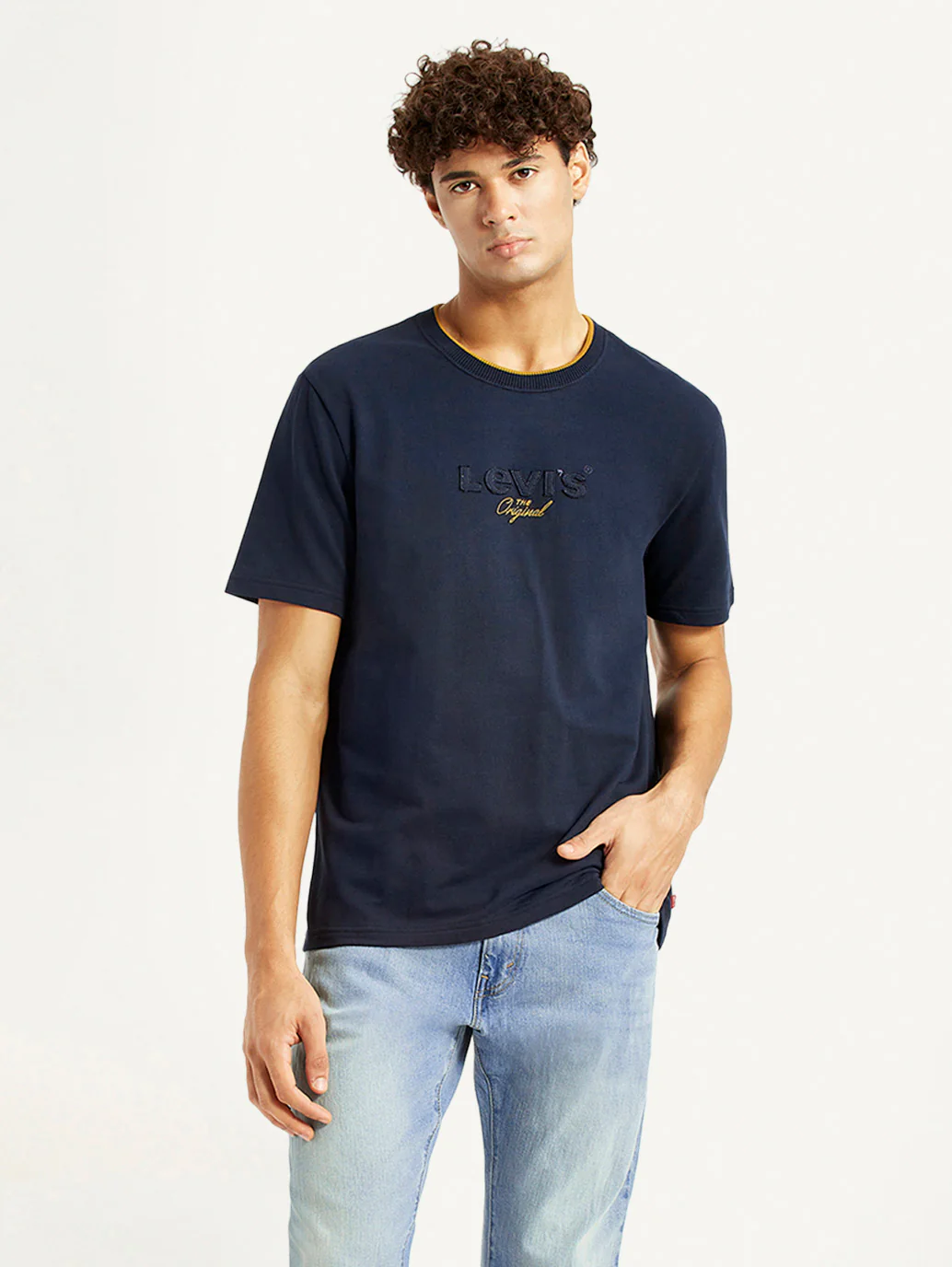 Men's Brand Logo Navy Crew Neck T-shirt - Image 5