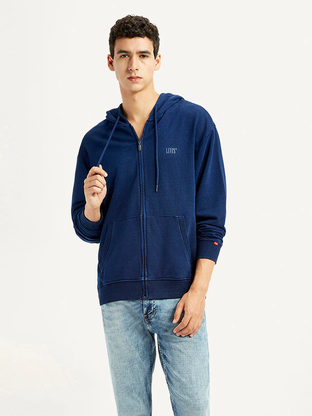 Men's Brand Logo Navy Hooded Sweatshirt