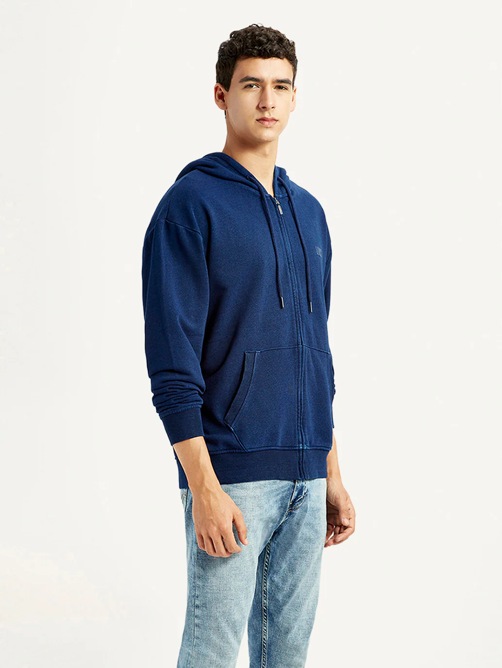 Men's Brand Logo Navy Hooded Sweatshirt - Image 3